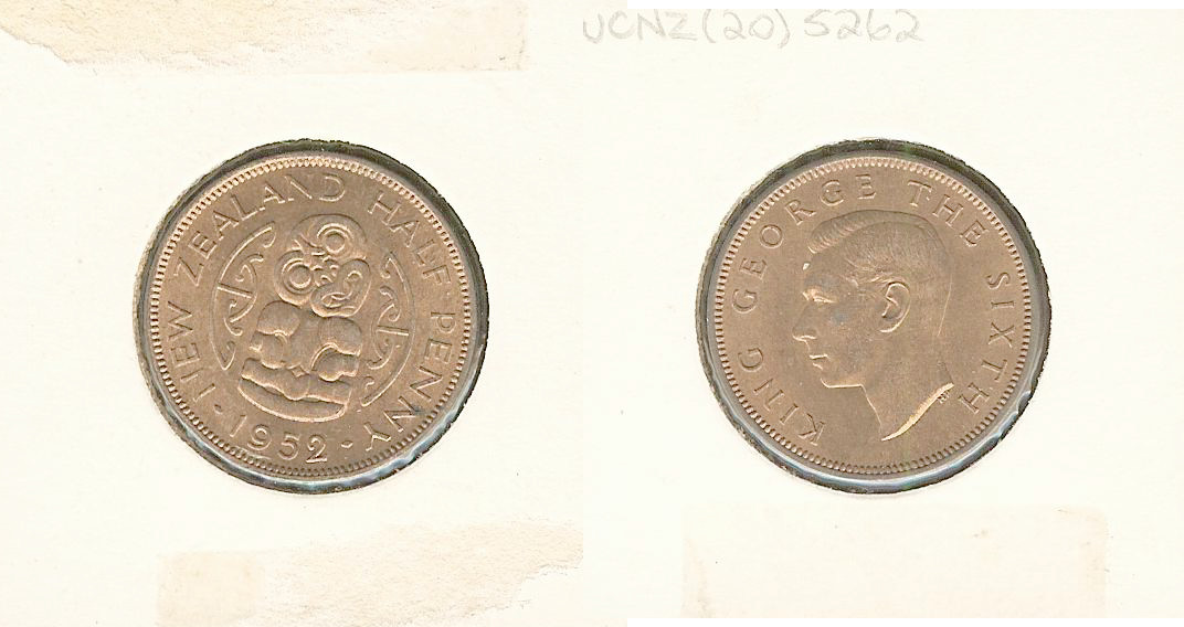NOUVELLE-ZÉLANDE 1/2 Penny George VI 1952 SPL+